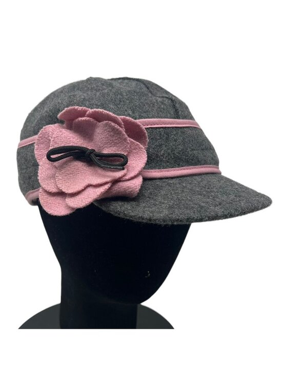Stormy Kromer Petal Pusher Cadet Hat Womens 6 7/8 Gray Pink Cap Floral Wool USA main image 8